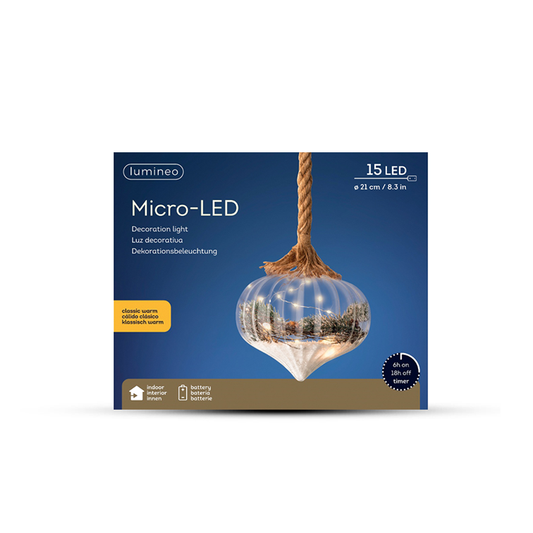 Lumineo 20cm Micro LED Onion Light Classic Warm Christmas Decorative Ornament