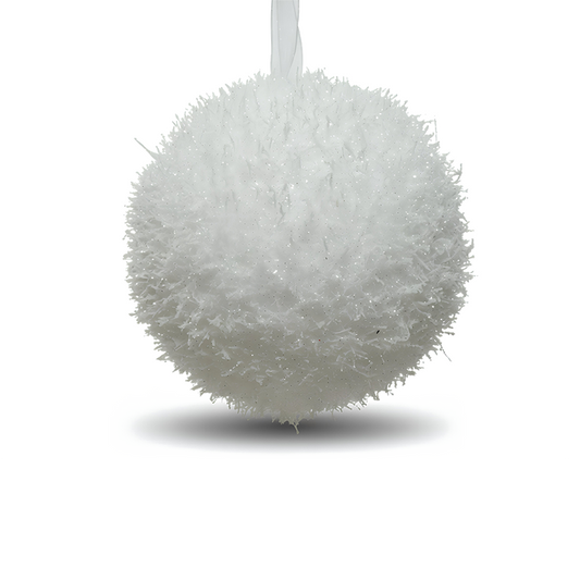 Kaemingk White Foam Bauble 8cm Christmas Tree Ornament Winter Holiday Decor