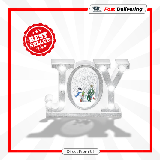 Premier 25cm Silver Joy Glitter Water Spinner LED Christmas Decoration