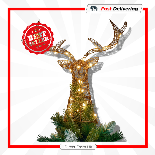 Premier Rose Gold Lit Stags Head 42cm Warm White LED Christmas Decoration