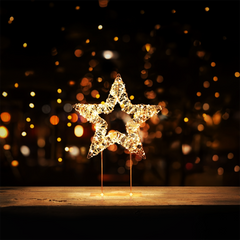Premier 45cm Gold LED Table Top Star 720 Lights Christmas Holiday Décor