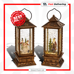 Premier 27cm Lantern Water Spinner Santa Snowman Christmas Decoration