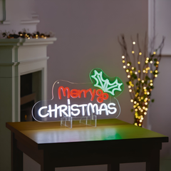 Premier Merry Xmas Neon Sign 40cm Hanging LED Light Christmas Holiday Décor