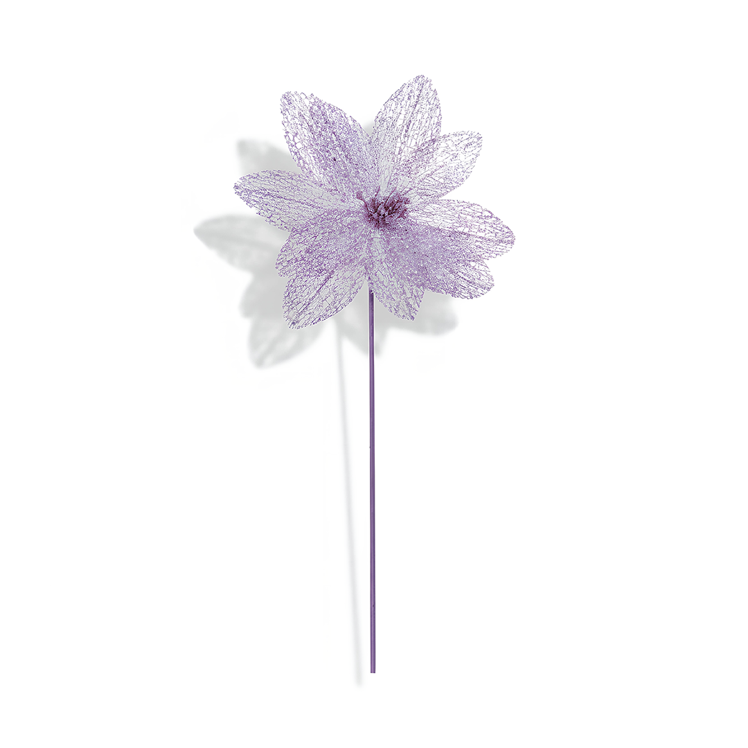 Premier Lilac Sparkle Poinsettia Stem 50cm Christmas Floral Decoration