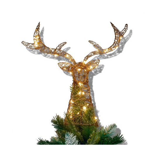 Premier Rose Gold Lit Stags Head 42cm Warm White LED Christmas Decoration