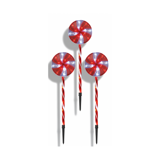 Premier Lollipop Path Lights 70cm Red White Outdoor Christmas Decoration