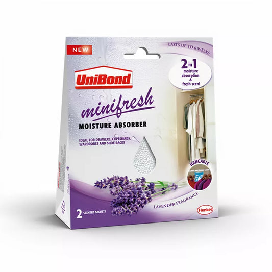 UniBond Moisture Absorber Sachet Lavender 2x50g Wardrobe Drawer Freshener