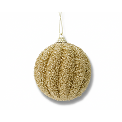Kaemingk 8cm Light Gold Glitter Foam Bauble Christmas Tree Decoration Ornament