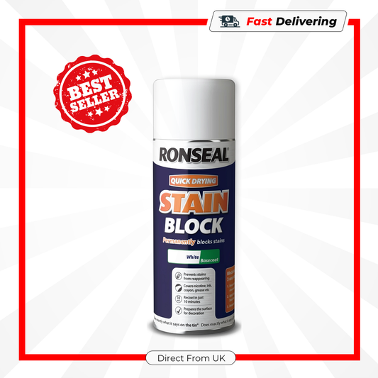 Ronseal Stain Block 400ml White Aerosol Spray Paint for Walls & Ceilings