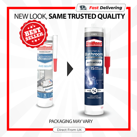 UniBond Kitchen & Bathroom Anti Mould Sealant Grey 274g Waterproof Cartridge