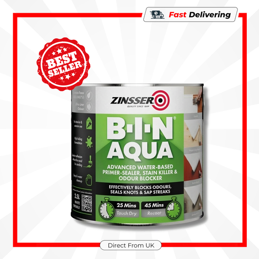 Zinsser B-I-N Aqua Primer Sealer Stain Killer 1L Water-Based Interior Exterior