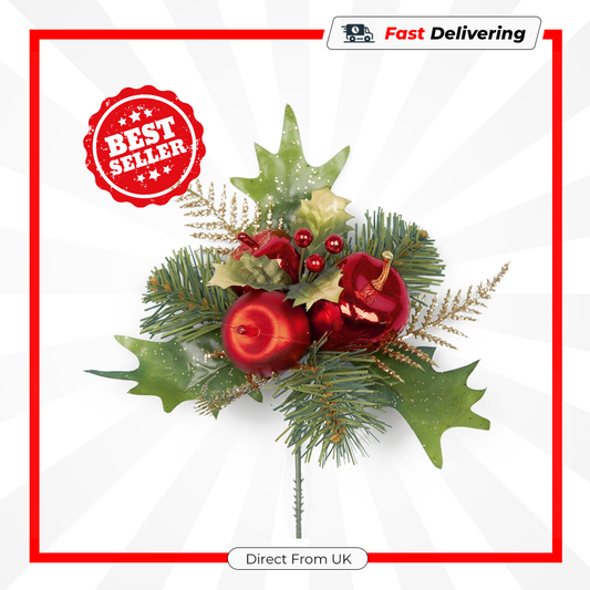 Premier Holly & Apple Pick Christmas Floral Decoration Festive Stem Accent
