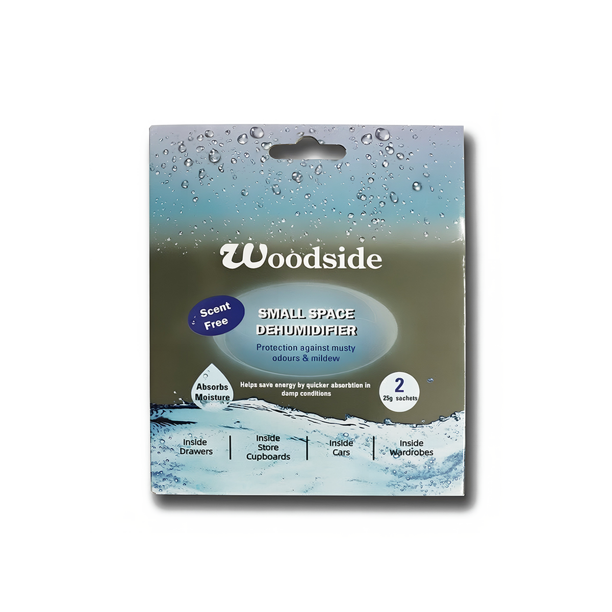 Woodside Slim Small Space Dehumidifiers 2 x 25g Sachets Wardrobe Cupboard