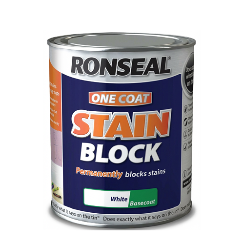 Ronseal One Coat Stain Block 750ml White Paint Primer Fast Dry