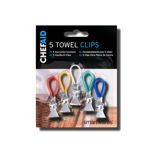 Chef Aid Towel Clips Set of 5 Strong Kitchen Tea Towel Holders Household Use