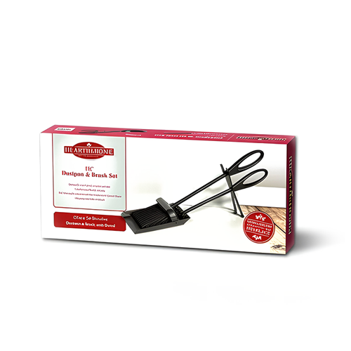 Hearth & Home Fireside Dustpan & Brush Set 15" Black Fireplace Coal Wood Ash