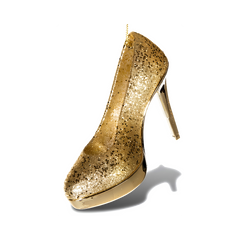 Premier Gold Glitter High Heel Shoe Ornament 11.5cm Christmas Decoration