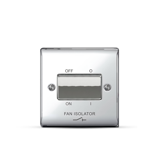 BG 10AX 3 Pole Fan Isolator Switch Chrome Slim Plate Bathroom Extractor
