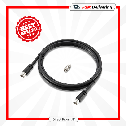 Luceco Ross Slim Satellite Coax Cable Female to Female Coupler 1.5m Black