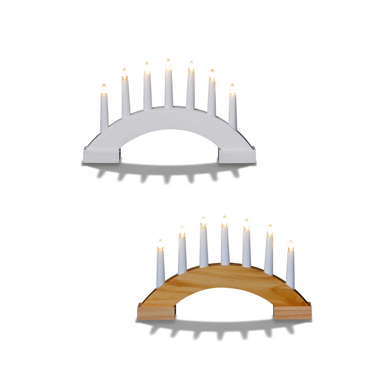 Premier 7 Light Wooden Candlebridge 24cm Christmas Decoration Table Centerpiece