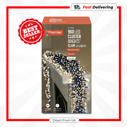 Premier 960 LED Multi Action Cluster Brights With Timer White/Warm Green Cable