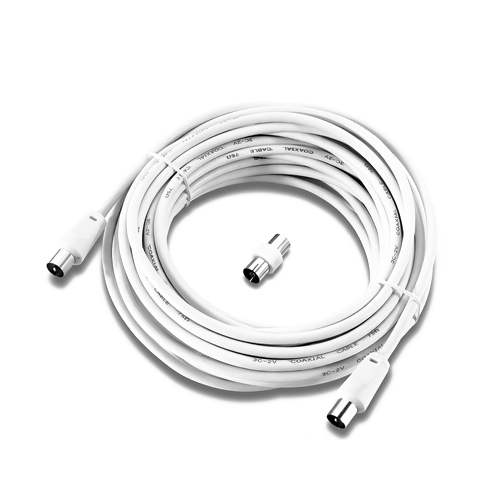 Masterplug Coaxial Cable with Femail to Female Coupler 10m White
