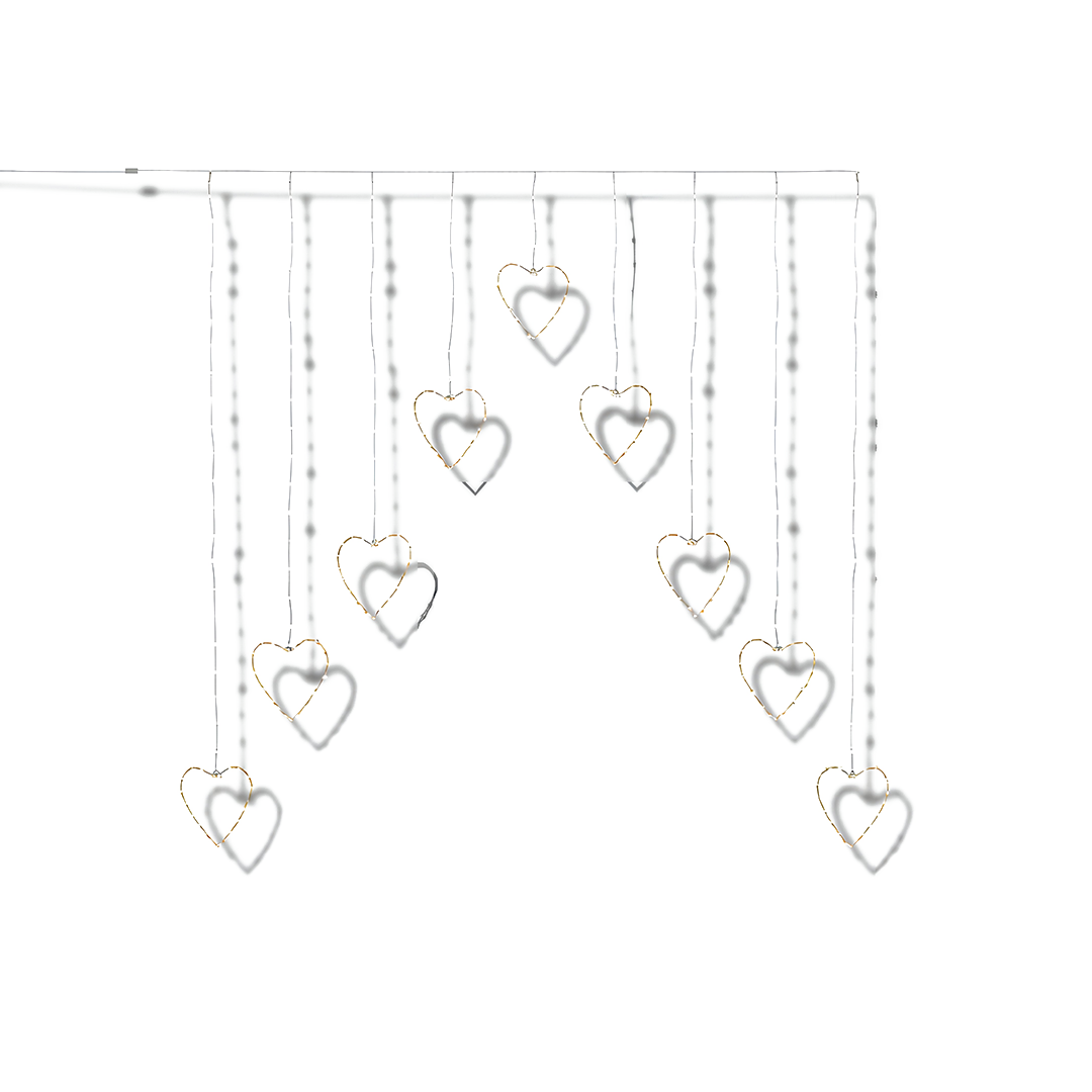 Premier 1.2m Heart V Curtain Light 303 Warm White LEDs Christmas Decor