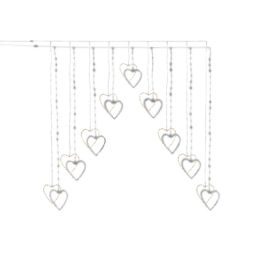 Premier 1.2m Heart V Curtain Light 303 Warm White LEDs Christmas Decor