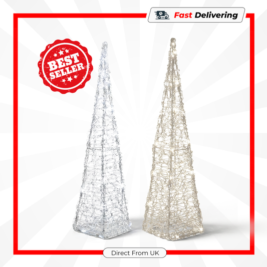 Kaemingk LED Acrylic Pyramid Cool White 30 LEDs Modern Christmas Light Decor