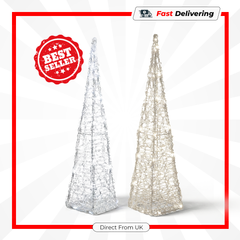 Kaemingk LED Acrylic Pyramid Cool White 30 LEDs Modern Christmas Light Decor