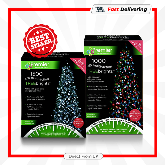 Premier 1500 LED Multi Action Treebrights Lights with Timer White on Green Cable
