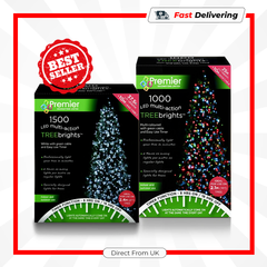 Premier 1500 LED Multi Action Treebrights Lights with Timer White on Green Cable