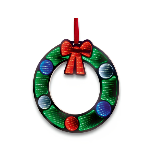 Premier 60cm Hanging Infinity Mirror Wreath LED Christmas Wall Decoration