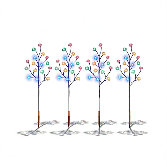 Premier Lotus Path Lights 80 LED Multi Colour 60cm Set of 4 Garden Decor