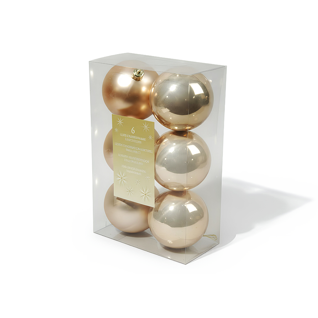 Kaemingk Plain Shatterproof Baubles Pearl 60mm Christmas Tree Ornaments 6 Pack