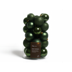 Shatterproof Baubles 6cm Pine Green Assorted Shiny Matt Glitter Christmas Decor