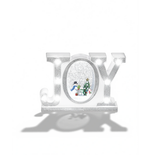 Premier 25cm Silver Joy Glitter Water Spinner LED Christmas Decoration