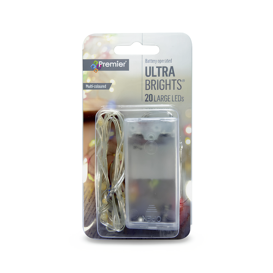 Premier Ultrabrights 20 LED Multi Large Indoor Christmas String Lights