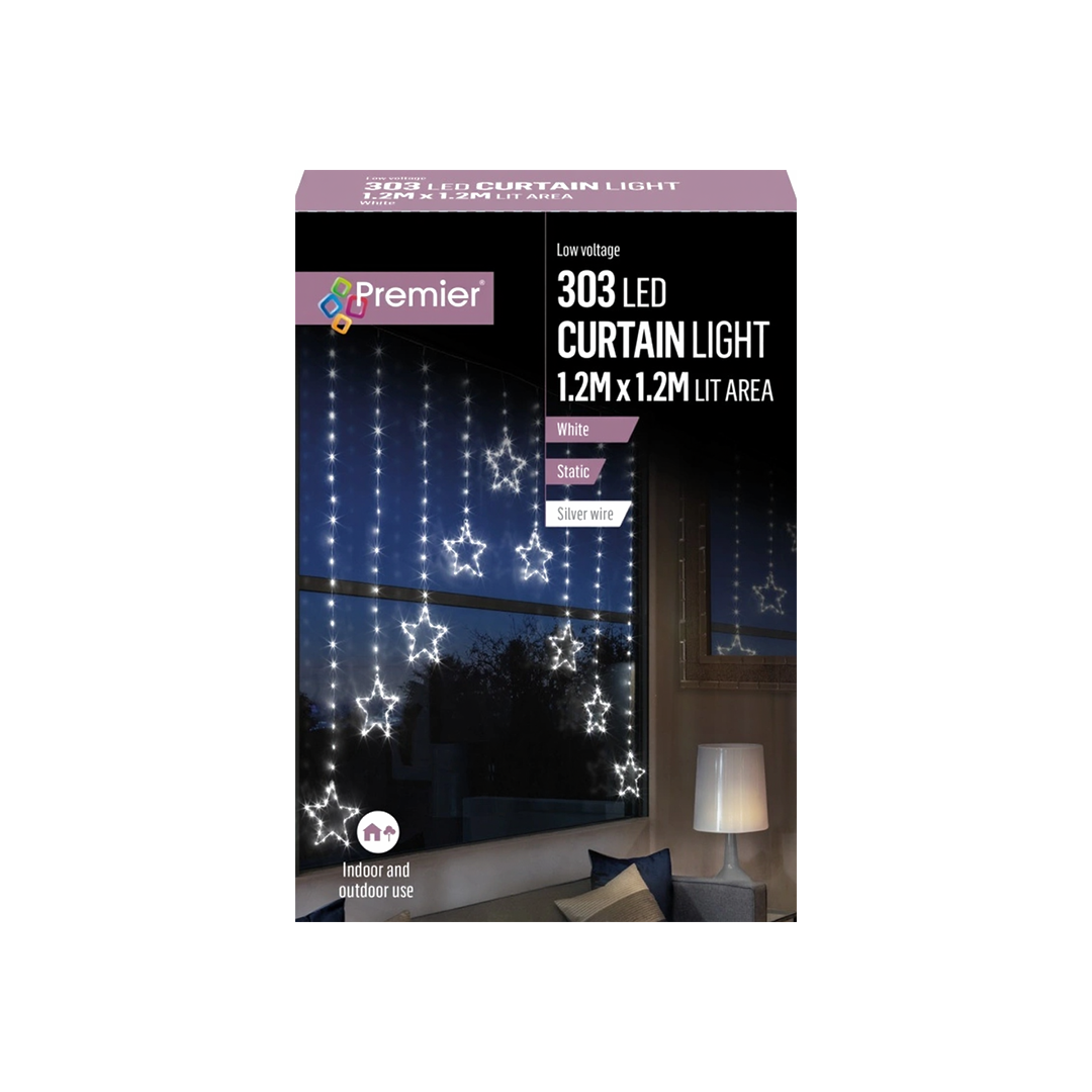 Premier 1.2m Pin Wire Star V Curtain 303 Rainbow LED Christmas Light