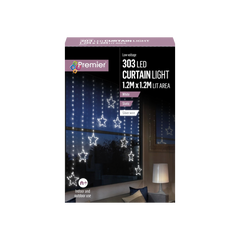 Premier 1.2m Pin Wire Star V Curtain 303 Rainbow LED Christmas Light