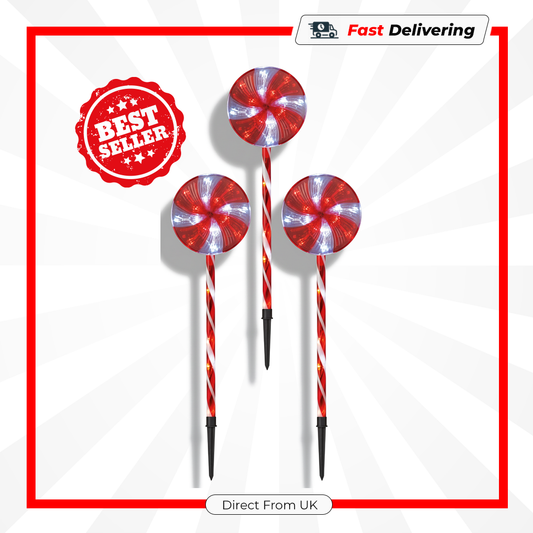 Premier Lollipop Path Lights 70cm Red White Outdoor Christmas Decoration