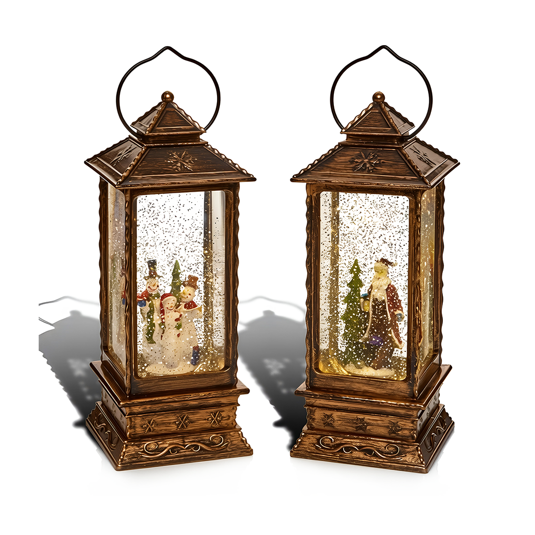 Premier 27cm Lantern Water Spinner Santa Snowman Christmas Decoration