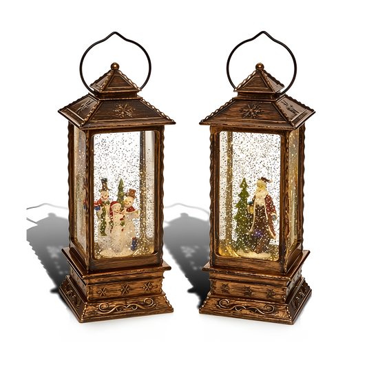 Premier 27cm Lantern Water Spinner Santa Snowman Christmas Decoration