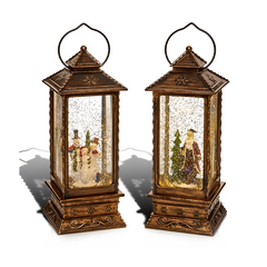 Premier 27cm Lantern Water Spinner Santa Snowman Christmas Decoration