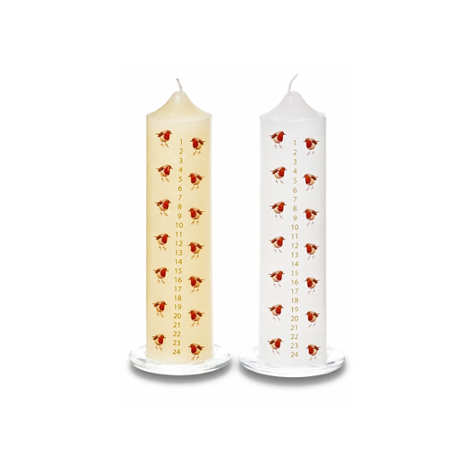 Premier Robin Pattern Advent Candle Assorted 20 x 5cm Christmas Countdown Decor