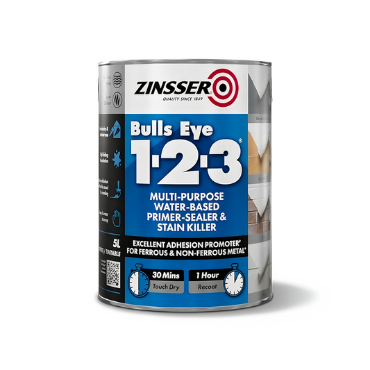 Zinsser Bullseye 1-2-3 Water-Based Primer Stain Killer 5L Interior Exterior