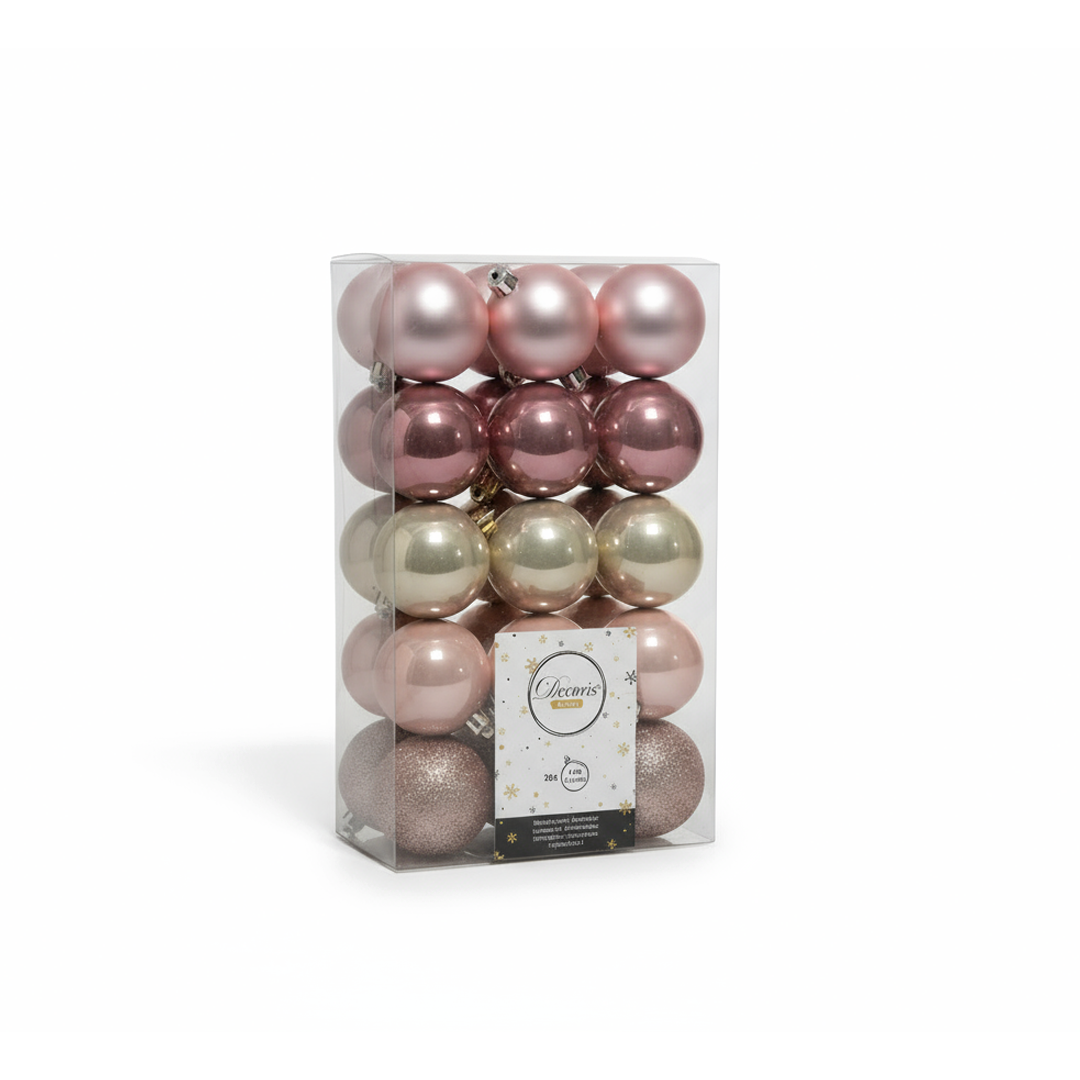 Kaemingk Shatterproof Plain Baubles 6cm Pink Assorted Christmas Tree Ornaments