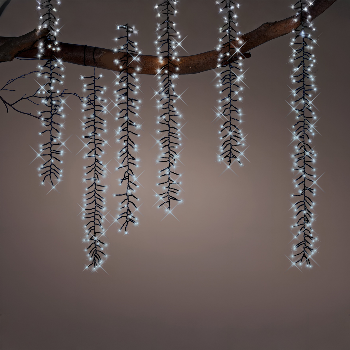 Kaemingk 480 LED Cascade Christmas Tree Lights Black Cool White Outdoor Decor