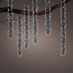 Kaemingk 480 LED Cascade Christmas Tree Lights Black Cool White Outdoor Decor