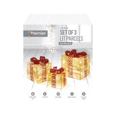 Premier Gold & Red Christmas Parcels LED String Lights 40 Warm White LEDs